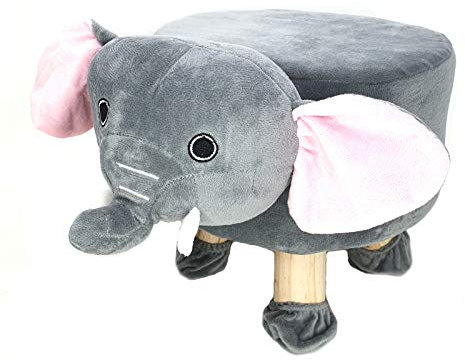 Süßer Tierhocker Sitzgelegenheit Hocker mit Stoffbezug in Tierform – Sitzgelegenheit in Tierform für Kinderzimmer, Spielzimmer, Flur – Hocker als Deko & Sitzmöbel – Tierhocker für Kinder (Elefant)