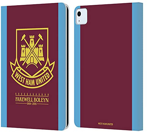 Head Case Designs Offizielle West Ham United FC 2015/16 Final Home Retro Wappen Leder-Wallet-Hülle Kompatibel mit Apple iPad Air 11 2020/2022/2024/2025