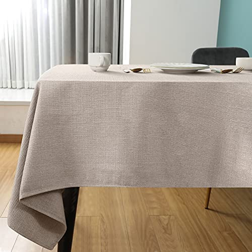 SEASHORE TREE Tischdecke Leinen Leinenoptik Tischdecke Abwaschbar Tischtuch Leinen Tischläufer Tischwäsche Eckig Wasserdicht Tischdecke Beige 140 x 140 cm