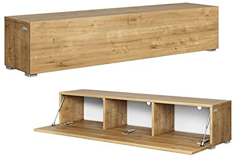 PLATAN ROOM Fernsehschrank TV-Lowboard 105/140 / 160/210 / 280 In Eiche Gold Hängend Oder Stehend Matt (140 x 30 x 32, Eiche Gold)