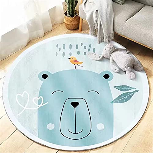 SWECOMZE Kinderteppich, Rund Teppich Kurzflor Spielteppich Krabbeldecke Tiere Motive, rutschfest Flauschige Spielteppich für Babyzimmer (12#,60 * 60cm)