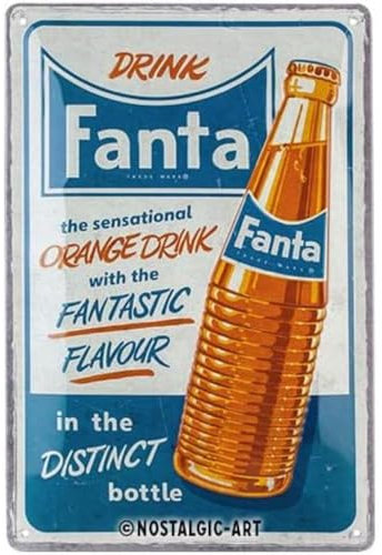 Nostalgic-Art Cartel de chapa retro, Fanta - Sensational Orange Drink – Idea de regalo como accesorio de bar, metálico, Diseño vintage, 20 x 30 cm