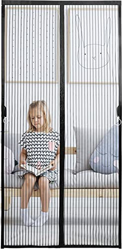 Hilftio Moustiquaire fenetre aimantee 70X200cm Porte accordeon d'interieur PVC Moustiquaire Porte fenetre Moustiquaire Porte fenetre aimantée Terrasse, Noir