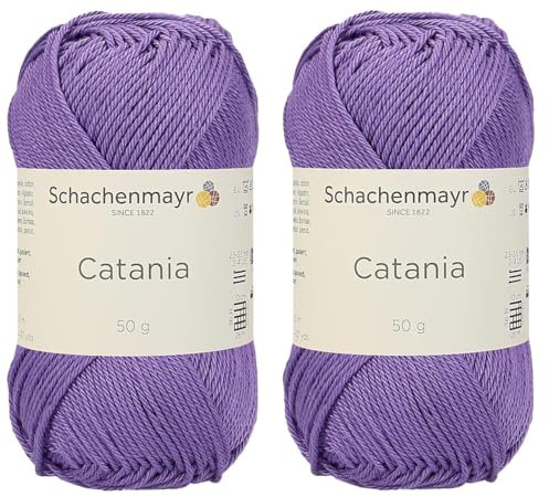 [Set mit 2 Knäuel] SMC Catania Originals 100 % merzerisiertes Baumwollgarn, insgesamt 100 g. Je 125 m Amigurumi-Garn Fine-Sport 2 (113 Violett)