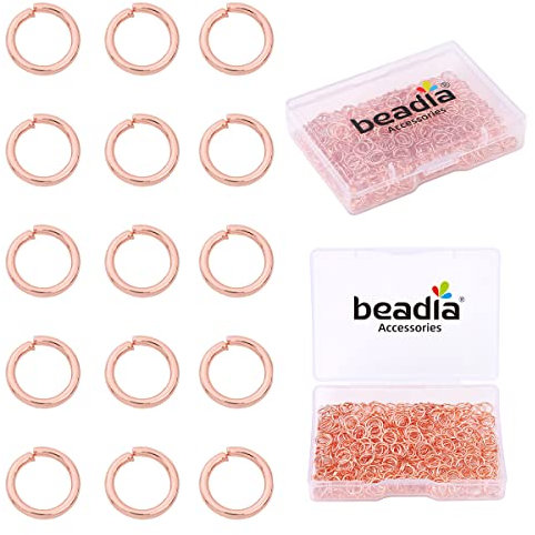 BEADIA Rose Gold Plated Jump Rings Non Tarnish 6mm 400pcs for Jewelry Making Findings