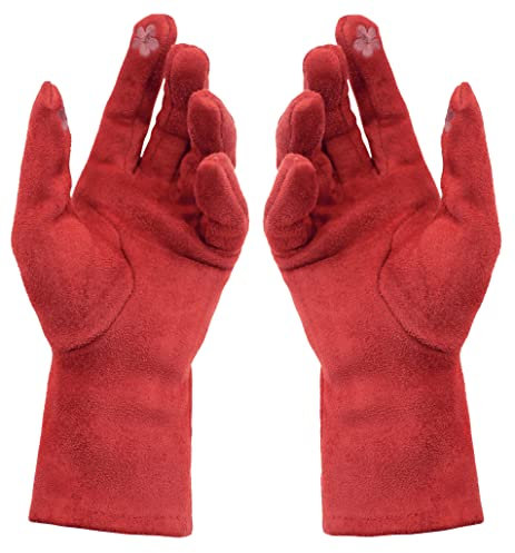 Van Der Rich ® - Winter Handschuhe Dick Tactile Gefütterte Handschuhe - Damen (Rot, One Size)