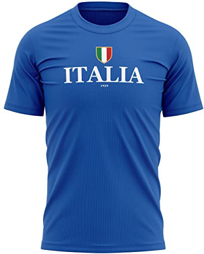 Italia T-Shirt für Herren, Rugby-Top, italienische Flagge, Schild, Nationen, Italien, königsblau, L
