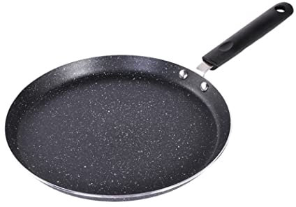 Lioaeust Padella in metallo, non rivestita, 34,2 x 18,2 x 2,2 cm, per cottura a induzione, per crêpe, pancake, antigraffio, per uova e omelette