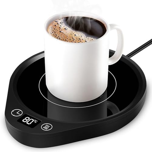 DoubleCare Coffee Mug Warmer for Desk, Cup Warmer Automatic Shut Off,3 temperatures and 2-12 Hours Timer Off, Beverage Warmers for Coffee, Milk, Tea, Water, Safely Use for Office/Home