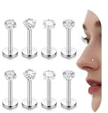 Morfetto 16G G23 Titan Tragus Labret Piercing Silber Lippenpiercing Ashley Medusa Piercing Lippe Ohrpiercing Zirkonia Stern Flat Piercing Ohr Knorpel Tragus Helix Piercings Titan 8mm