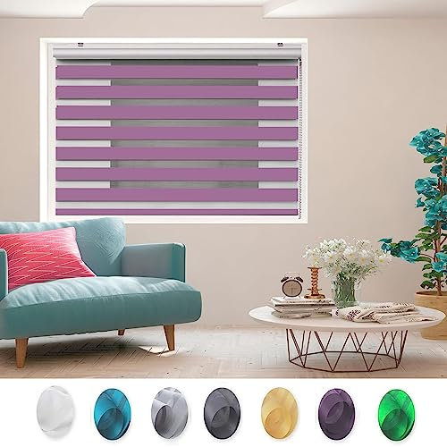 Cortinas venecianas 120 x 320 cm para privacidad, protección contra la luz y el Sol. Persiana Plisada Estor Veneciano con Cadena Ajustable para salón, Cocina, Morado