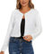 MINTLIMIT Strickbolero Damen Offene Pailletten Cardigan Metallic Langarm Bolero Elegant (Weiß S)