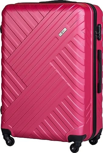 Xonic Design Reisekoffer - ABS Hartschalen Koffer mit 360° Leichtlauf-Rollen - hochwertiger Trolley mit Zahlenschloss in M-L-XL oder Set (Neon Light Pink, XL)