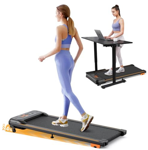 Walking Pad with Incline, 4 in 1 Under Desk Treadmill, 2.5HP Treadmill for Home with Bluetooth Speaker and LED Display for Home/Office Fitness Exercise, Remote & App Control, No Assembly