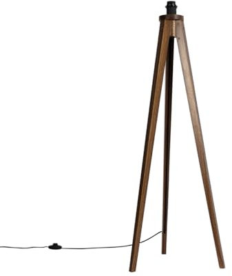 Qazqa - Rustic Tripod Floor Lamp Walnut Wood - Tripod Classic- - Country - Suitable for LED E27 | 1 Light - Wood Floor lamp - Suitable for Bedroom I