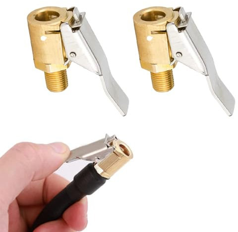 LIAMGUS 2 pcs tyre valve, Tire Air Chucks, Tire Air Chuck with Clip Adapter, Brass Tyre Valve Air Pump Clip, Open End Car Truck Tyre Tire Inflator Valve Connector for Car Truck (8mm)