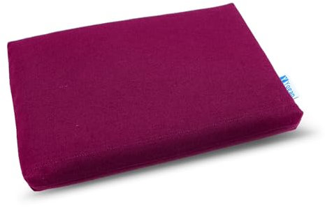 Yogan Kopfkissen/Kopfpolster (2,5 cm) für Yoga/Pilates, Außenbezug aus Bio-Baumwolle (abnehmbar und waschbar), Innenbezug mit recycelter Faserfüllung, 30 x 20 x 2,5 cm, Burgunderrot