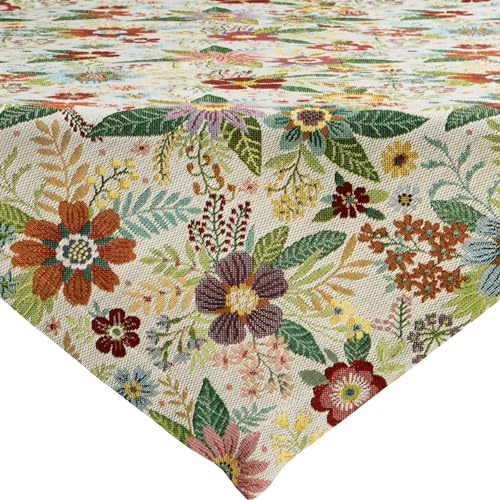 Erwin Müller Mitteldecke Blumen Jacquard Natur-bunt Größe 85x85 cm