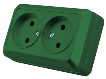 Wandsteckdose, Ausgestellt Wandsteckdose, elektrisch, für den Innenbereich, 250 V AC, 16 A, grün, Doppelsteckdose ohne Erdung MZ-05-LV