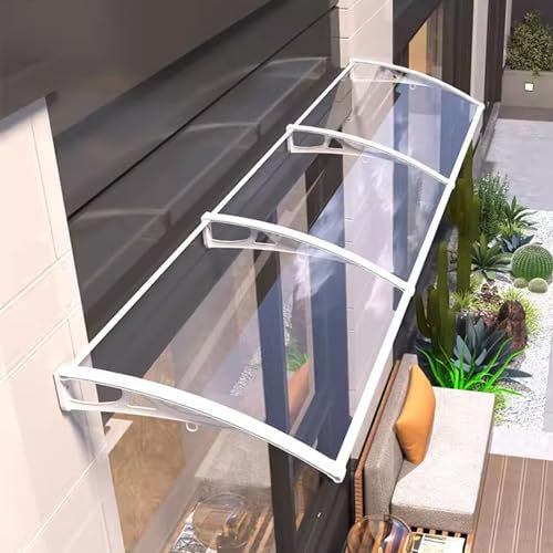 WJXIN Marquise de Porte Exterieur, Auvent de Porte D'Entrée, Abri Protection en Polycarbonate et Aluminium, Auvent Marquise de Protection UV, Autonettoyant(Size:150x400cm/4.92x13.1ft)
