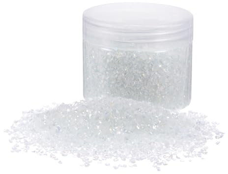 sourcing map 200g Crushed Glass Chips 1-3mm Shiny Electroplating Irregular Broken Sprinkles Chunky Glass for Crafts DIY Resin Art Decoration Vase Filler, White