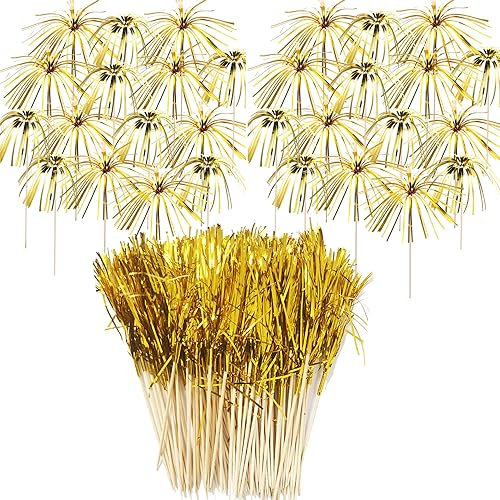 Allazone 400 Stück Cocktail Feuerwerk Deko, Cocktail Zubehör Deko, 10 cm Feuerwerk Sticks Cocktail Zubehör für Kuchen Dekoration, Party Supplies, Weihnachtsdekoration
