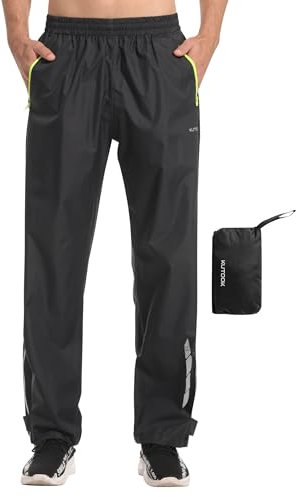 KUTOOK Pantalon de Pluie pour Hommes - Moto, Neige, Réfléchissant avec 2 Poches zippées - Taille S-4XL pour la randonnée, Le Trekking et Le Cyclisme