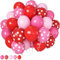 HILAVO Luftballons Rosa Rot, Erdbeer Deko Rote Pink Party Ballons mit Pastell Rosa Rot Pinke Gepunktet Latex Helium Ballon für Mädchen Berry Strawberry Geburtstag Babyparty Shortcake Dekoration