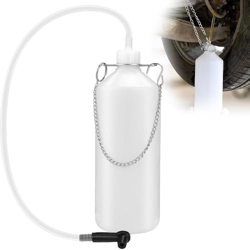 Puedno 1L Bremsflüssigkeitsbehälter mit 60cm Schlauch und Gummi-Adapter Bremsenentlüftungsgerät den Austausch von Bremsöl, Bremsenentlüfter Bremsenentlüfterflasche