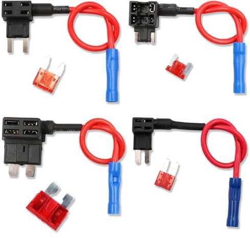 Fuse Taps Set, Small Mini Adding a Circuit Adapter Car Fuse Tap Kit, Low Profile Tap Adapter Piggy Back Blade Fuses Holder for Trucks Cars Boats (Medium Small Micro Mini)