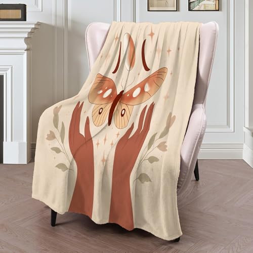 Decke Sofa Kuscheldecke Grau - warm Sherpa Sofaüberwurf Decke, Dicke Sofadecke Couchdecke, Flauschige Wohndecke für Couch 3D Wabi-Sabi-Windtier-Schmetterling im japanischen StilBlanket Für Bett