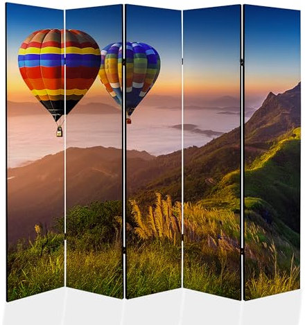 framed concept - Paravent Raumteiler Holz 225x172 cm, 5-teilig beidseitig, Sichtschutzwand