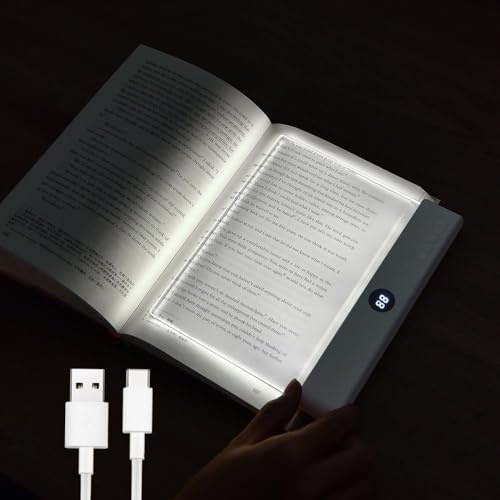 AVEKI White Book Light, 3 Colors Flat LED Reading Lights for Books in Bed | Dimming Timer Book Lamp with Memory Function, Rechargeable Bedside Lamps Book Lovers Gifts for Boys and Girls Women Man