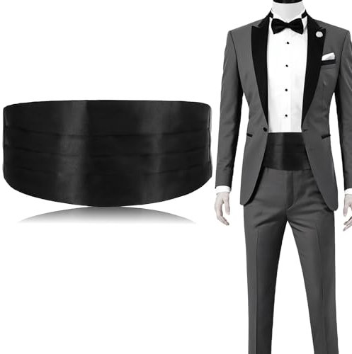 FdcLixuvol Verstellbare Satin-Herren-Kummerbunde, Kummerbund Aus Polyester Für Herren Kummerbund Schwarz Für Smoking Anzug Hemd Hochzeit Abschlussball Formelle Veranstaltungen Besondere Anlässe