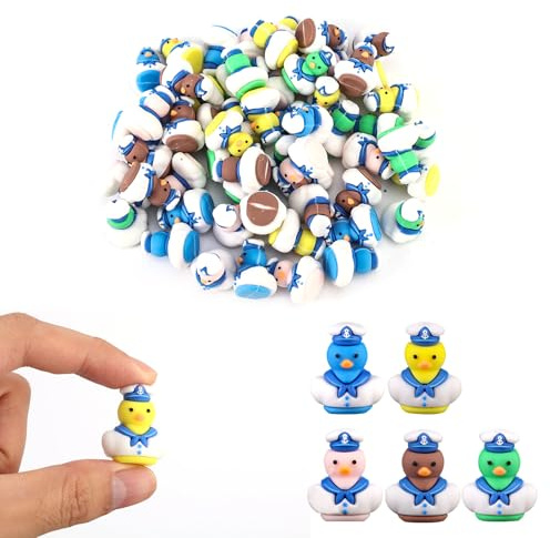 30 Stück Gummiente Klein, Kleine PVC-Kapitän-Segelboot-Ente Segel-Gummienten Kreuzfahrt-Spielzeug für Badespielzeug Partygeschenke (Braun, Gelb, Blau, Grün, Pink)