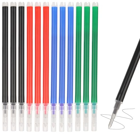 MOTIBACK 12 Ersatzminen für radierbare Gelstifte | 0.7mm Nachfüllminen in 4 Farben | Hochwertige Kugelschreiber-Minen für Schule, Büro & Journaling (0.5mm)