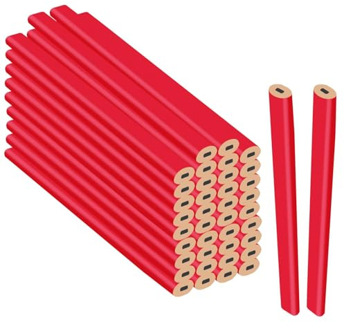 Nicrulp 40 Stk Bleistifte Baustelle HB, Zimmermannsbleistift, Carpenter Pencil, Bleistifte Set, Baubleistift, Schreiner Tischler Zimmerer Bleistift, Baustellenstift, für Handwerker Werkstatt Schreiner