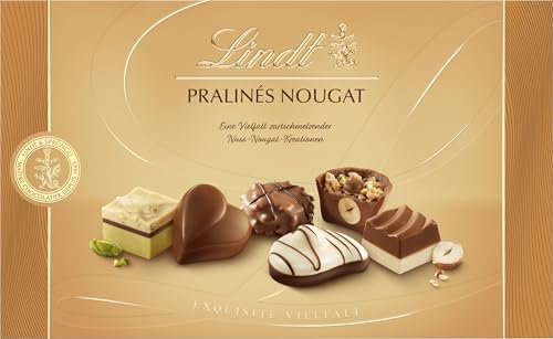 Lindt Schokolade | Pralinés Nougat Schachtel | 200g | 19 Pralinen in zartschmelzenden Nuss-Nougat Kreationen in 9 Sorten | Pralinen-Schokoladen-Geschenk