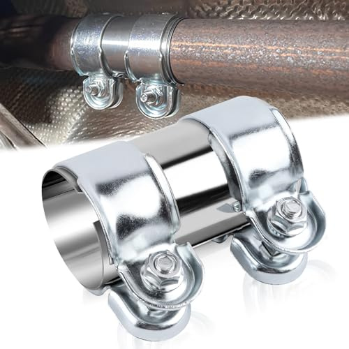 BSTDAYEVER Manchon D'Échappement Raccord Tuyau Collier Echappement 38x95mm | Collier de Serrage Reducteur Double pour Tuyau D'Échappement de Silencieux Acier Inoxydable pour Voiture Moto Camions
