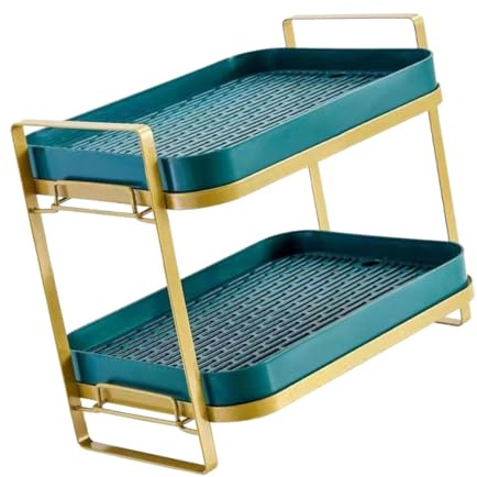 ARTSEWPLY Scaffale Tazze in Sicura Organizer Da Banco e Ufficio Supporto Tazzine Caffè e Bicchieri Design Moderno e Salvaspazio Verde Dual-layer