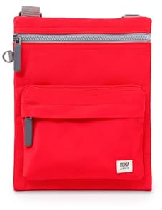 ROKA London Chelsea B Crossbody Phone Bag for Women & Men - Multi Pockets, Chunky Zip, Adjustable Strap for Mobile Phones, Wallet, Cards Recycled Nylon Chilli Oil
