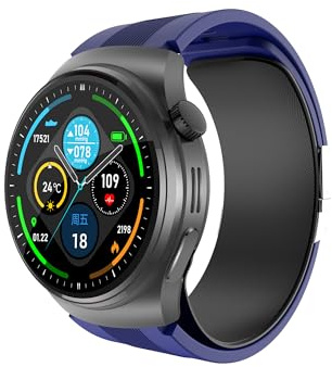 Domars Smartwatch für Männer und Frauen mit Blutdruckmessung,1,39-Zoll-Retina-HD-Bildschirm,530-mAh-Akku,30+Sprachen,100+Personalisierte Zifferblätter,Bluetooth-Anrufe für Android und iOS (Blau)