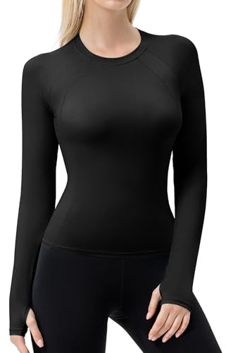 Yuerlian Womens Long Sleeve Sports Shirts Gym Cool Dry Top with Thumb Holes | UV Sun Protection,Slim Fit,Running T-Shirt,Breathable,Highly Elastic,Yoga,Workout,Athletic,Cycling,Training,Lightweight
