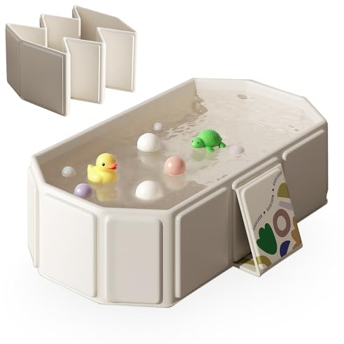 Bañera plegable para niños, Bañera grande para bebés, Bañera portátil, Lavabo de ducha portátil, Bañera infantil, Bañera integrada con tapón de drenaje (Verde)