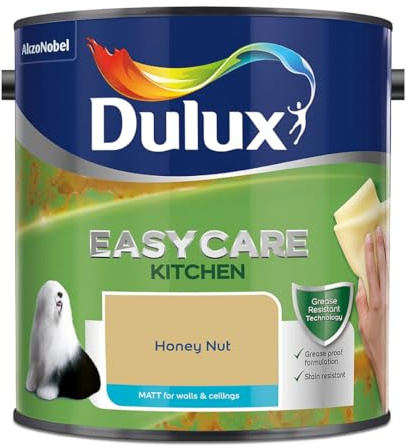 Honey Nut Dulux Easycare Kitchen Matt Emulsion Paint 2.5L – Grease & Stain Resistant, Washable Matt Finish, Durable Interior Paint for Kitchen Walls & Ceilings
