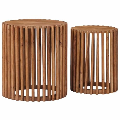 vidaXL Handgefertigtes Beistelltisch-Set 2 STK. Teakbraun