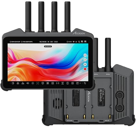 Accsoon CineView M7H Pro Moniteur de caméra tactile 4K60 7 | Avec HDMI, transmission vidéo sans fil (350 m), luminosité de 1000 nits, système Android, fonction Lüt-Box