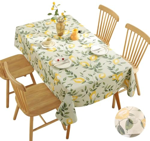 Zitrone Wachstuchtischdecke-100 x140 cm PVC Wasserdicht Schmutzabweisend Table Cloth, Garten Tischdecken für Draußen, Rechteckig Table Cloth für Garten, Balkon, Camping, Party und Tischdeko