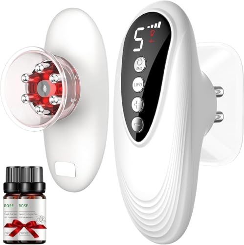 Massaggiatore Anticellulite EMS con Luce Rossa, 3 in 1 Dispositivo di Coppettazione Elettrica per mani Pancia, Vita, Braccia, Gambe, Glutei, Effetto Lifting e Rassodante