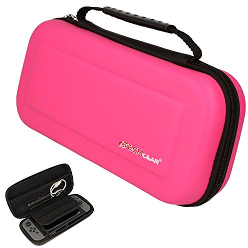 TECHGEAR Tasche Nintendo Switch, Nintendo Switch OLED Schutzhülle - Hard Schutz Carry Reisen und Speicherung hülle Cover - Tragetasche für Joy-Con Controller, Spiel Karten, Zubehör (Rosa)